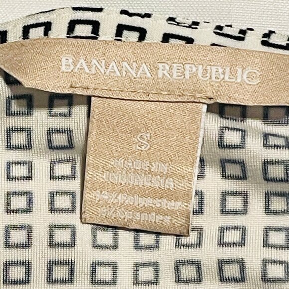 Banana Republic Women's Sleeveless Tank Top S Black & White Geometric Pattern - Picture 5 of 6